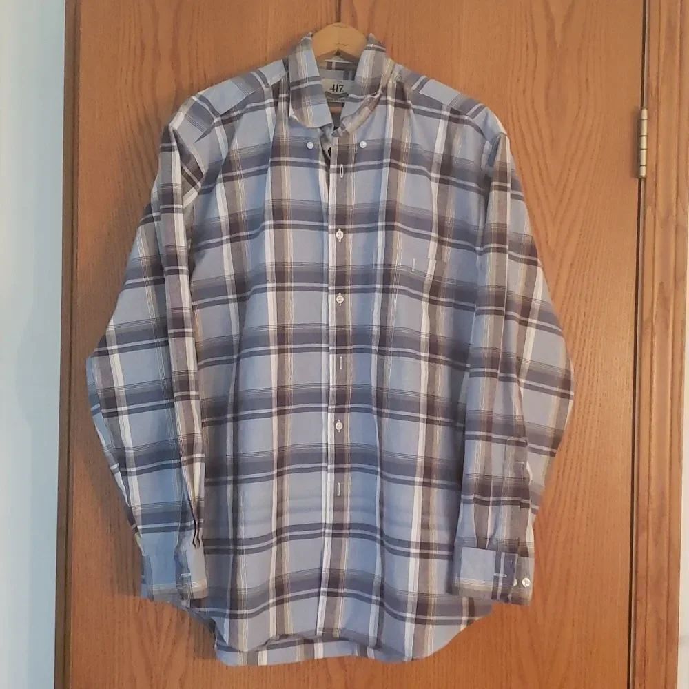 417 Authentic Shirtwear by Van Heusen Button Down Dress Shirt Sz L